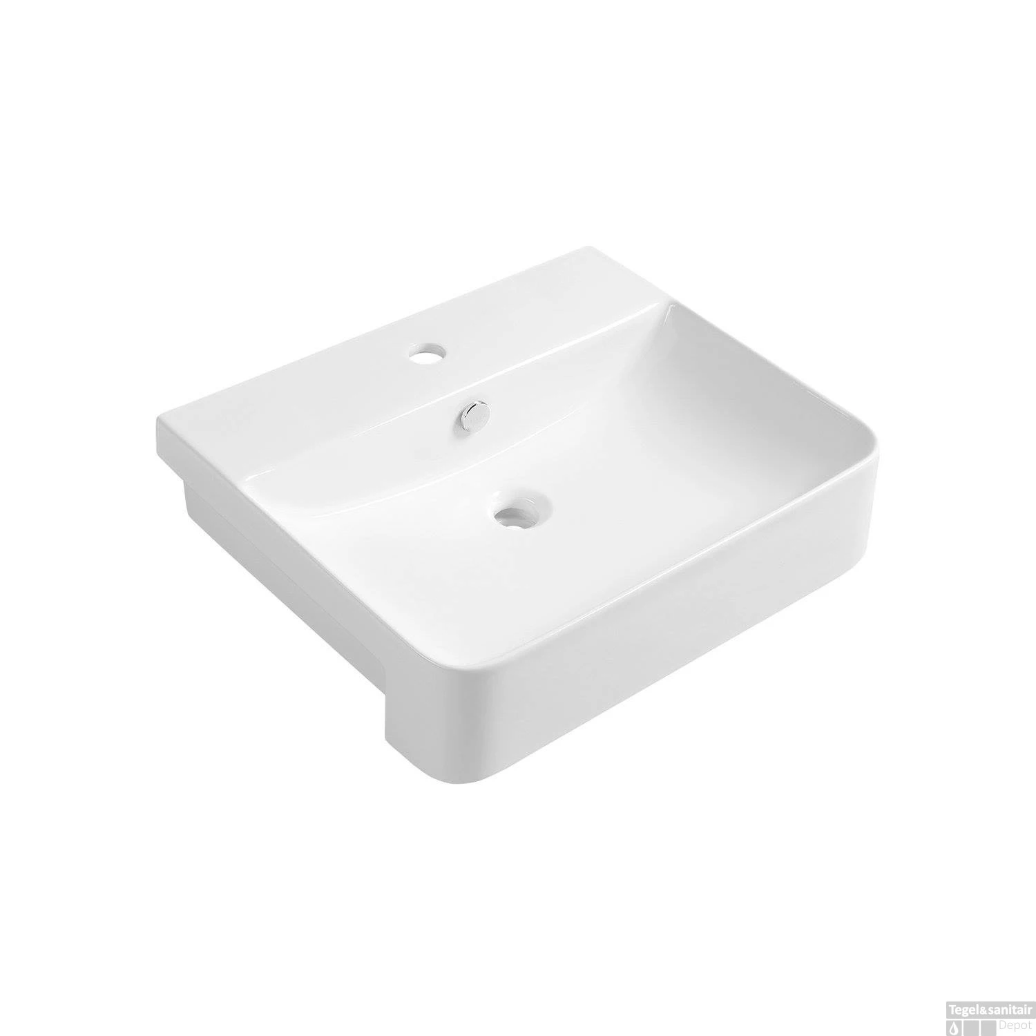 Wastafel Semi Inbouw Sapho Sott Aqua Rechthoekig 59x49x15 Cm Keramiek Wit