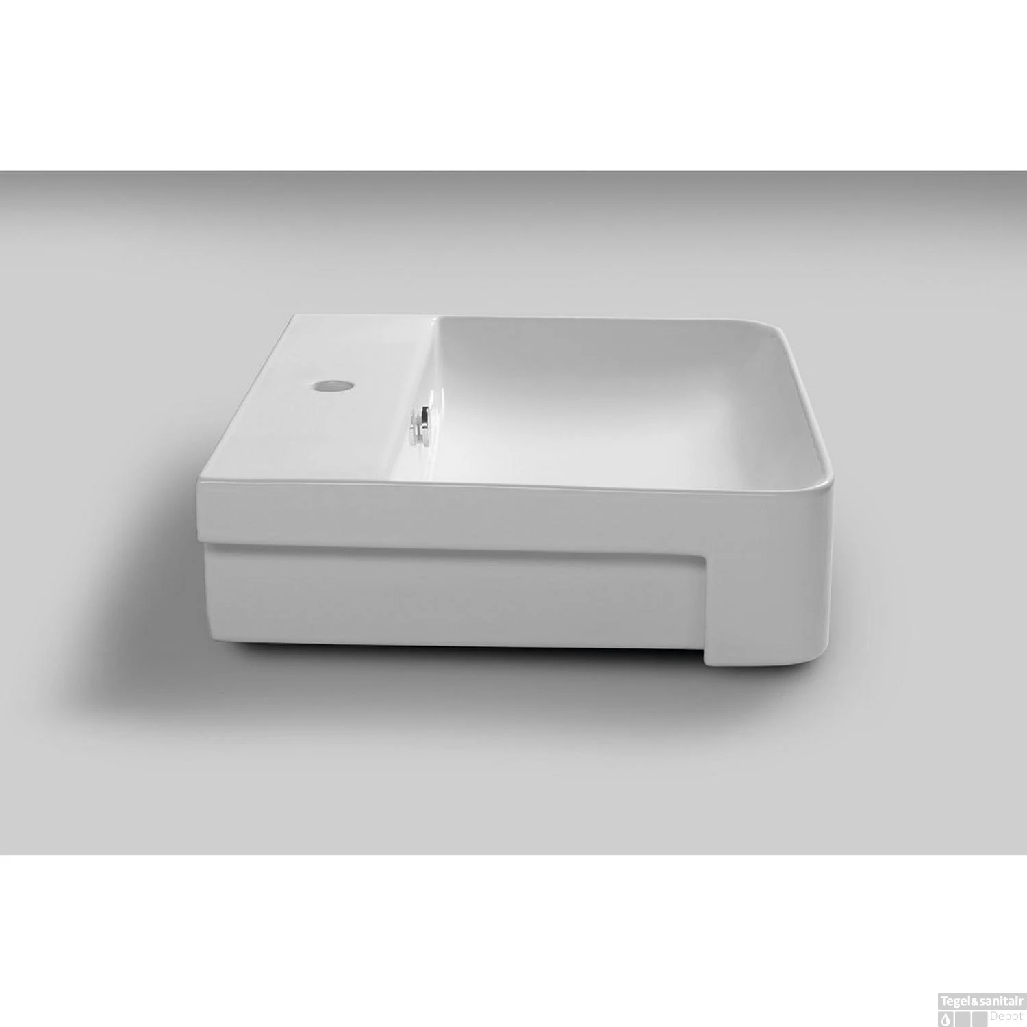 Wastafel Semi Inbouw Sapho Sott Aqua Rechthoekig 59x49x15 Cm Keramiek Wit - Afbeelding 3