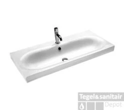 B&w-luxury Spring Wastafel 110.5x50 Cm. Met Kraangat En Overloop Wit