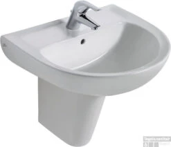 Ideal Standard Eurovit Wastafel Afgerond 60x46,5 Cm. 1x Kr.gat M/overloop Wit