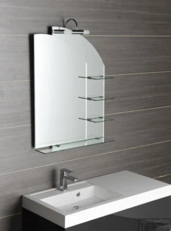 Badkamerspiegel Sapho Wega 65x90 Cm Met Planchetten Glas -Grohe Verkoopwinkel 65028 badkamerspiegel sapho wega 65x90 cm met planchetten glas 1