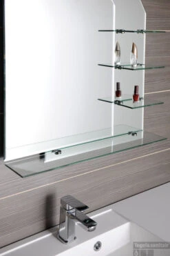 Badkamerspiegel Sapho Wega 65x90 Cm Met Planchetten Glas -Grohe Verkoopwinkel 65028 badkamerspiegel sapho wega 65x90 cm met planchetten glas 2