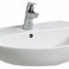 Geberit E-con Wastafel 55x42 Cm. 1x Kr.gat M/overloop Wit -Grohe Verkoopwinkel 78115