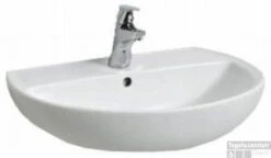 Geberit E-con Wastafel 55x42 Cm. 1x Kr.gat M/overloop Wit