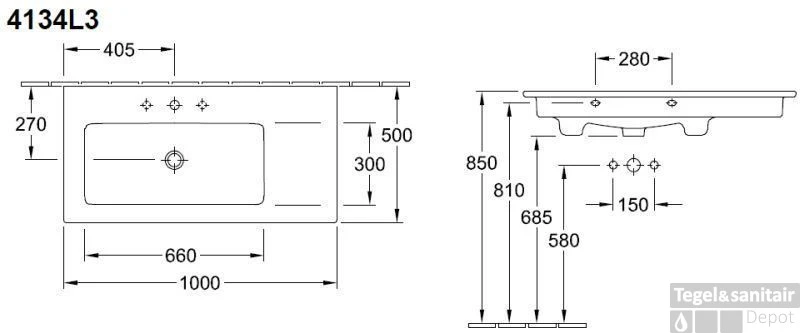 Villeroy & Boch Venticello Meubelwastafel Bak Links 100x50 Z/krgt.m/overl.c+ Wit 4 Villeroy & Boch Venticello Meubelwastafel Bak Links 100x50 Z/krgt.m/overl.c+ Wit - Afbeelding 2