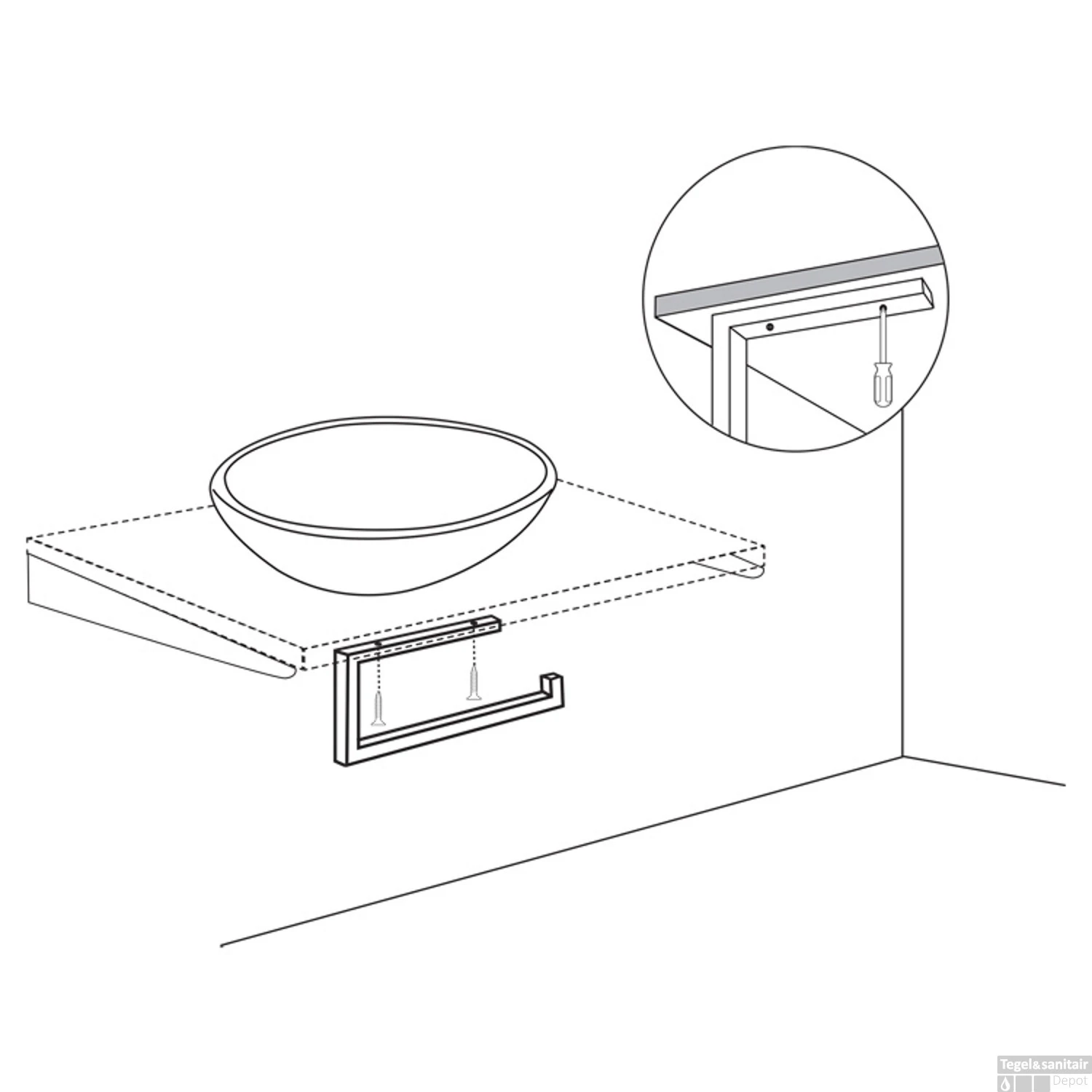 Handdoekhouder Differnz 35x14 Cm Mat Zwart 5 Handdoekhouder Differnz 35x14 Cm Mat Zwart - Afbeelding 3