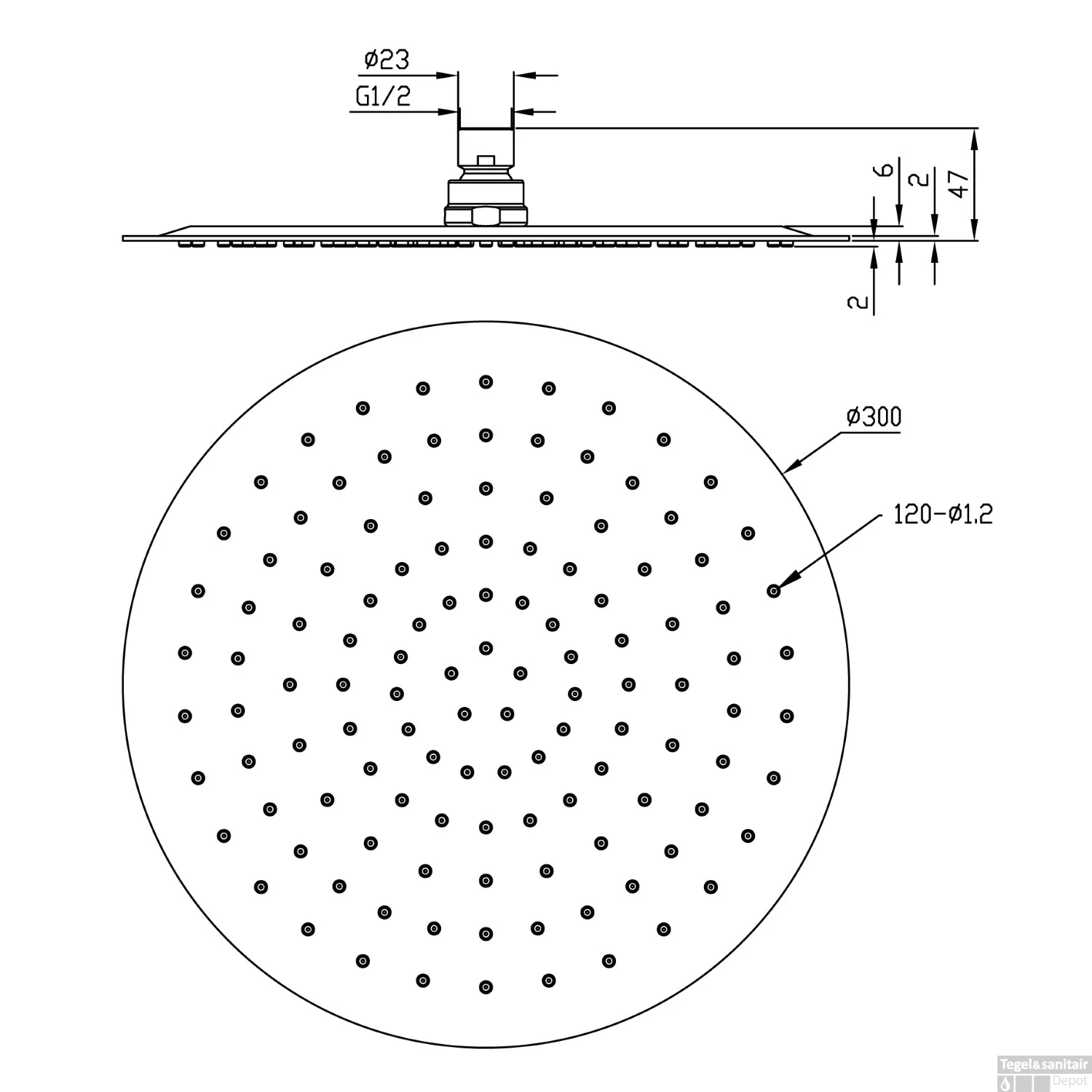 BWS Hera Hoofddouche UFO 30cm Ultra Plat Rond 304-RVS 4 BWS Hera Hoofddouche UFO 30cm Ultra Plat Rond 304-RVS - Afbeelding 2