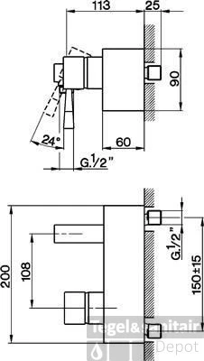 Cisal Pumpy Douchemengkraan PU0004412D Muuropbouw Rvs