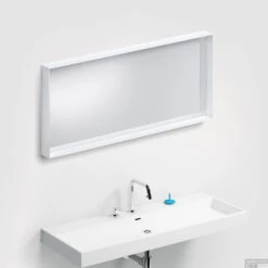 Clou Look At Me Spiegel Met Omlijsting Mat Wit En Inleg Planchet In Glas 110x8x50cm -Grohe Verkoopwinkel clou look at me spiegel met omlijsting mat wit en inleg planchet in glas 110x8x50cm 2