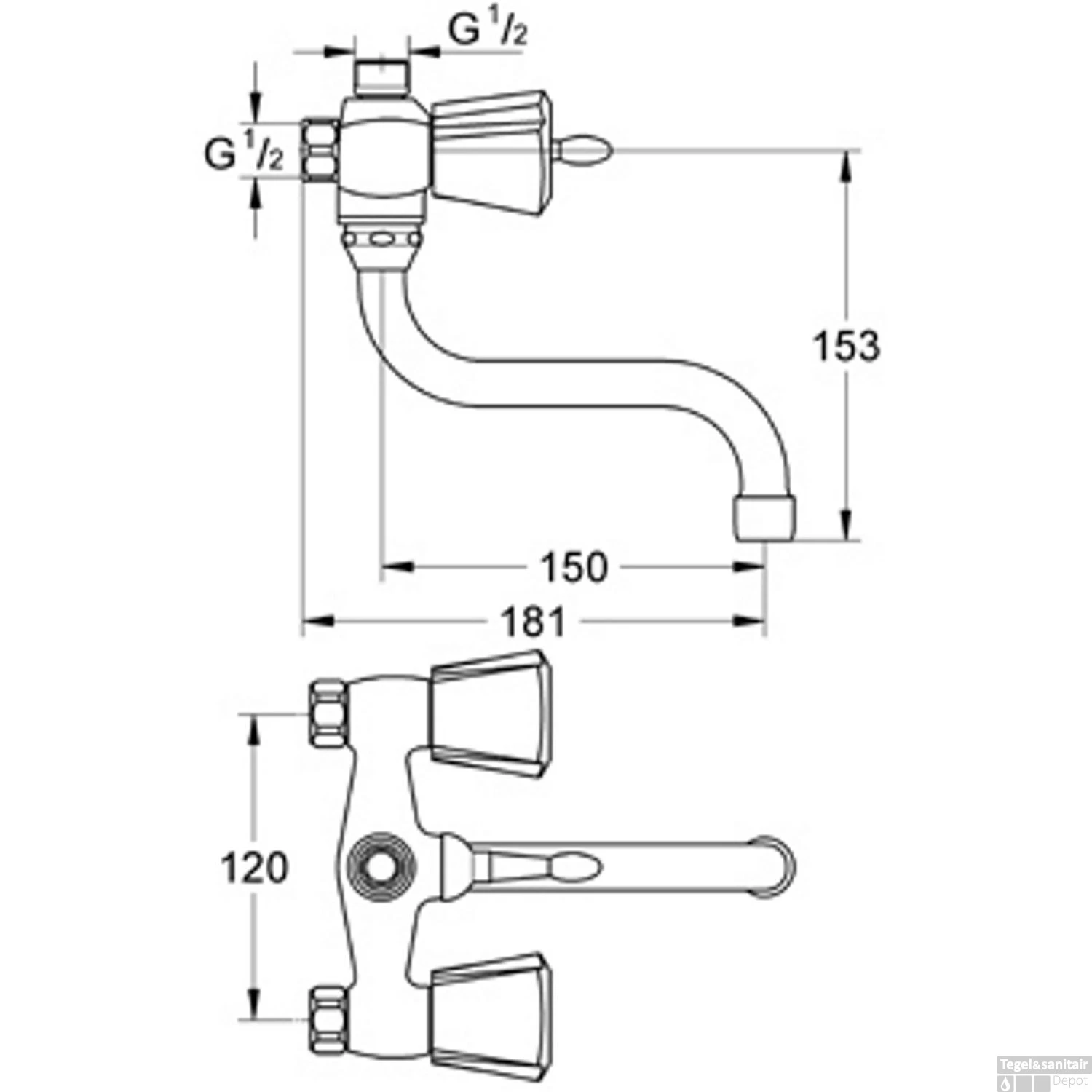 Douchekraan Grohe Costa Trend Mengkraan Zonder Koppelingen Met Badomstelling HOH 12 Cm Chroom 4 Douchekraan Grohe Costa Trend Mengkraan Zonder Koppelingen Met Badomstelling HOH 12 Cm Chroom - Afbeelding 2