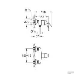 Voorkant -Grohe Verkoopwinkel douchekraan grohe start curve zonder omstel met koppelingen chroom tech