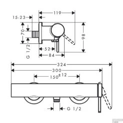 Douchekraan Opbouw Finoris HansGrohe Eengreeps Mat Zwart -Grohe Verkoopwinkel douchekraan opbouw finoris hansgrohe eengreeps tech 1
