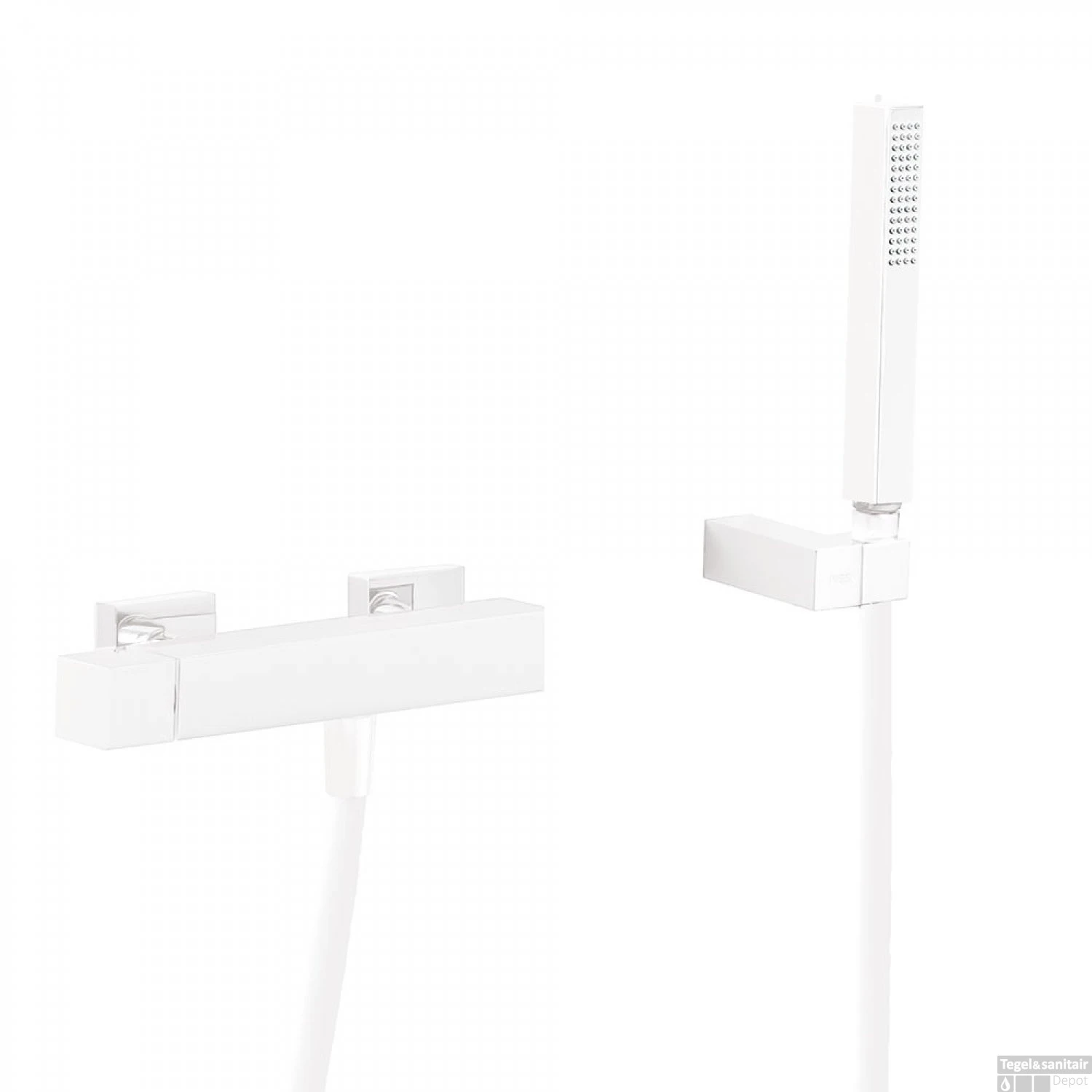 Douchemengkraan Tres Cuadro Exclusive Opbouw Vierkant Met Handdoucheset Mat Wit