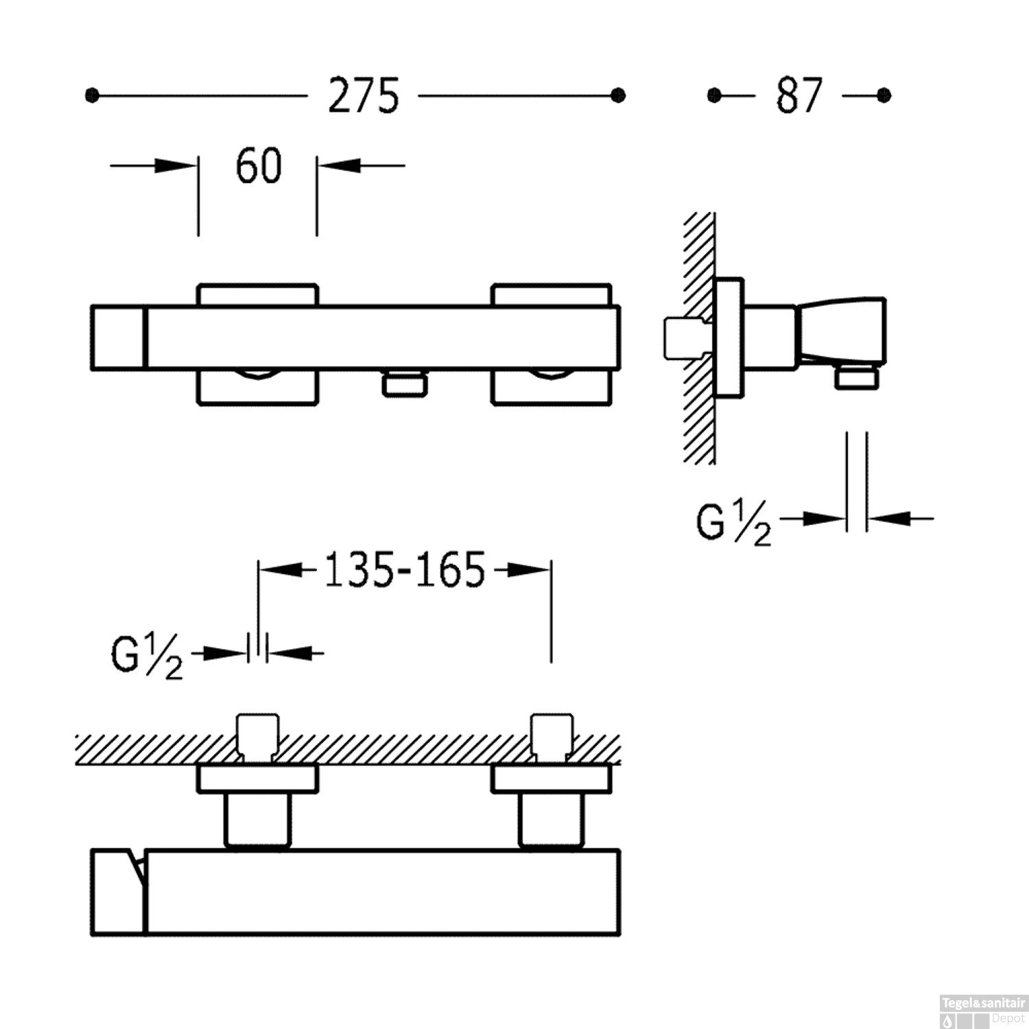 Douchemengkraan Tres Slim Exclusive Opbouw Vierkant Mat Wit 4 Douchemengkraan Tres Slim Exclusive Opbouw Vierkant Mat Wit - Afbeelding 2