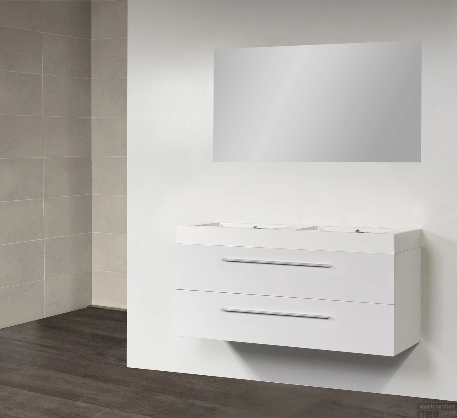 Wastafelblad Exclusive Line Florence 120-2 Geen Kraangaten 4 Wastafelblad Exclusive Line Florence 120-2 Geen Kraangaten - Afbeelding 2