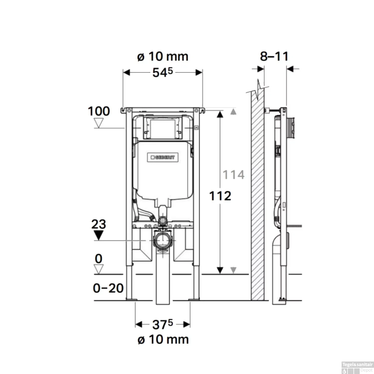 Geberit UP720 Toiletset Compleet | Inbouwreservoir | Salenzi Civita Mat Antraciet | Met Drukplaat - Afbeelding 10
