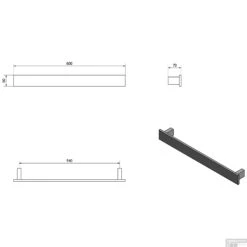 Handdoekhouder Sapho Patron 60x6 Cm Mat Zwart -Grohe Verkoopwinkel handdoekhouder sapho patron 60x6 cm mat zwart tech