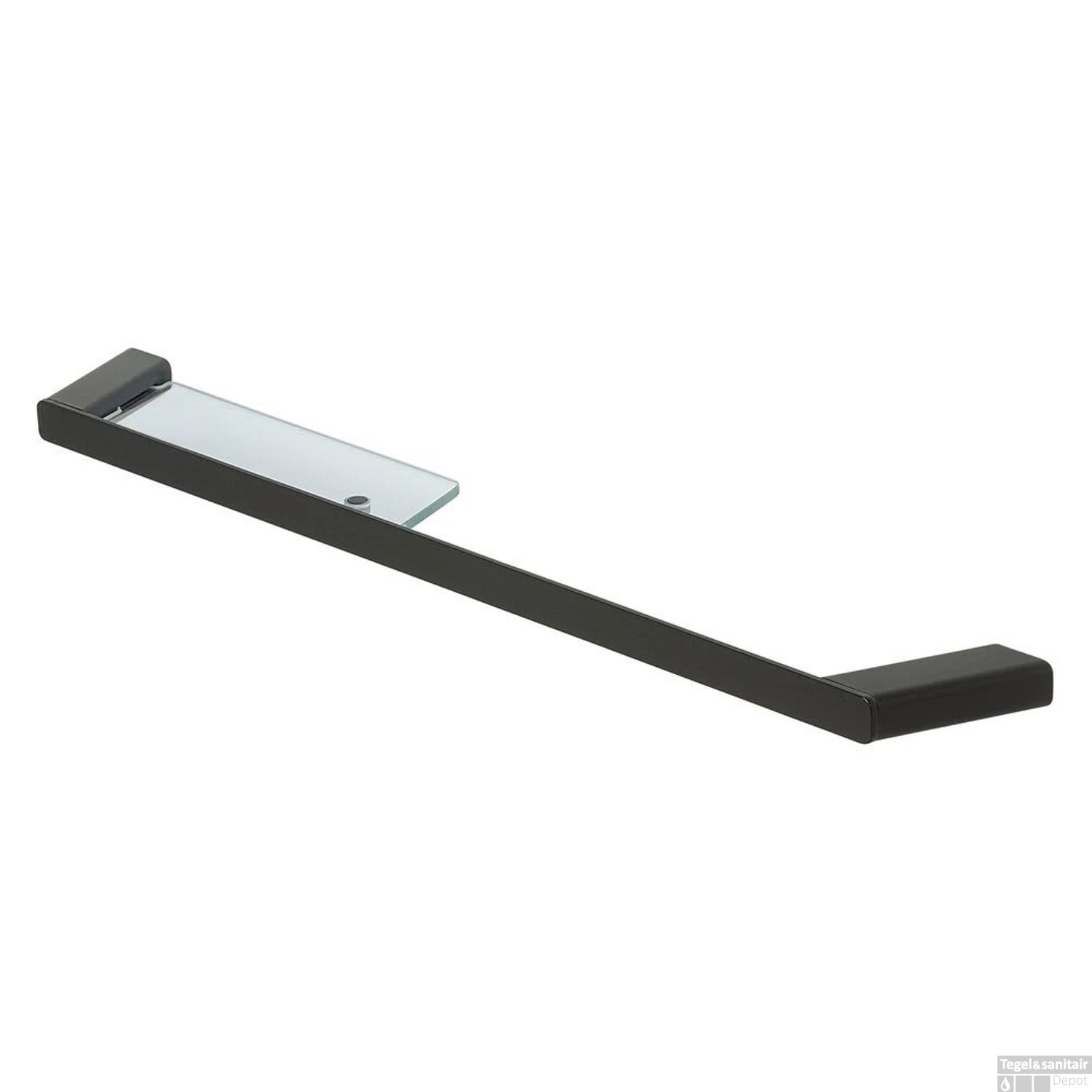 Handdoekrek Met Planchet Geesa Shift Zwart Met Transparant Glas