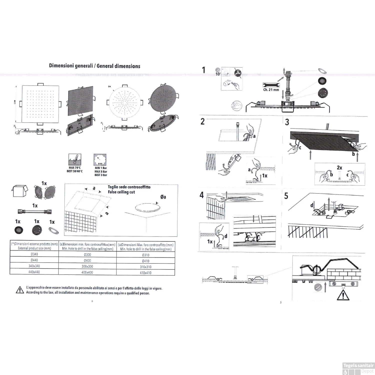 Hoofddouche Belleza Bagno ClipOn Inbouw Regendouche Rond 44 Cm Goud 6 Hoofddouche Belleza Bagno ClipOn Inbouw Regendouche Rond 44 Cm Goud - Afbeelding 4