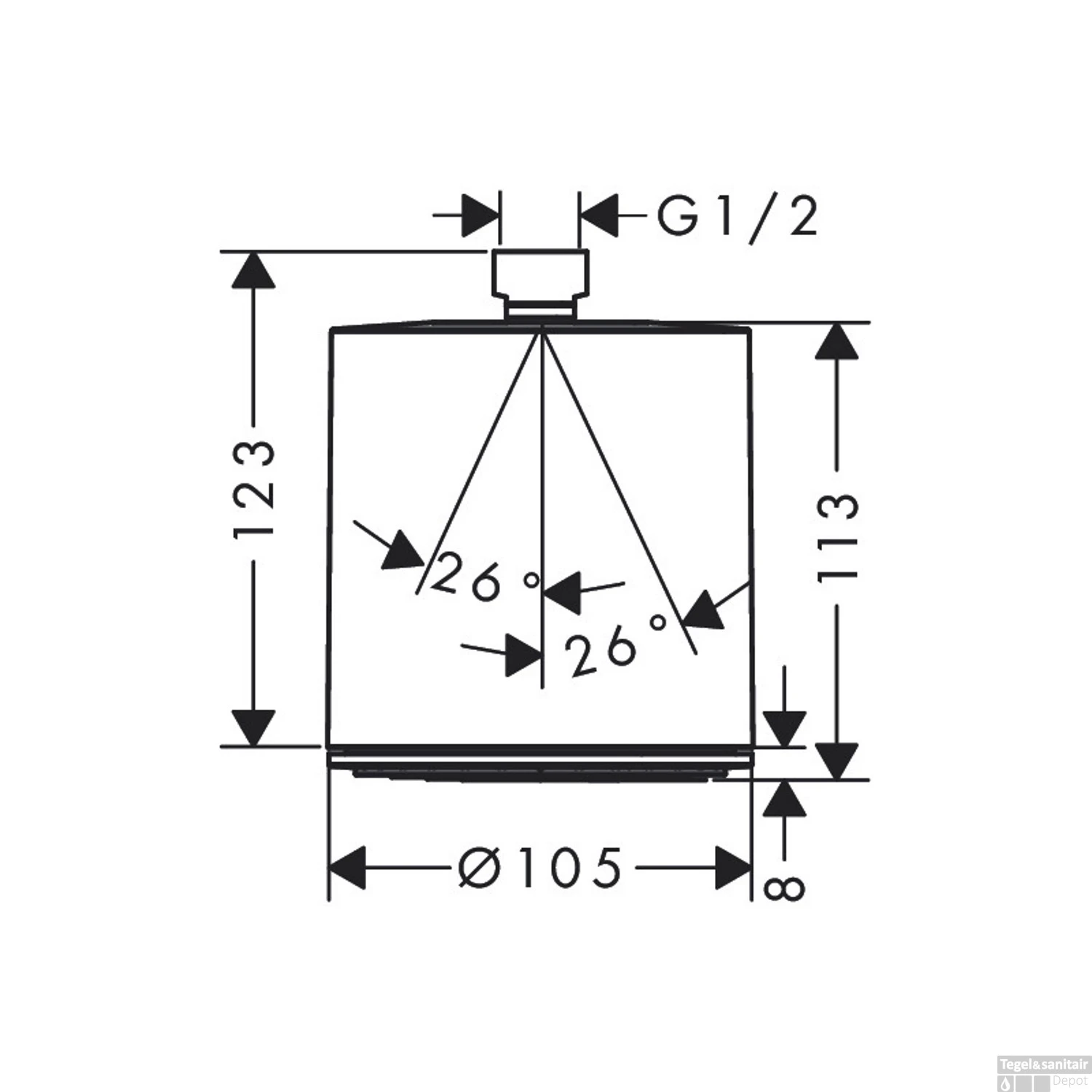 Hoofddouche HansGrohe Pulsify S 105 1 Jet EcoSmart Zonder Wandaansluiting Chroom - Afbeelding 3