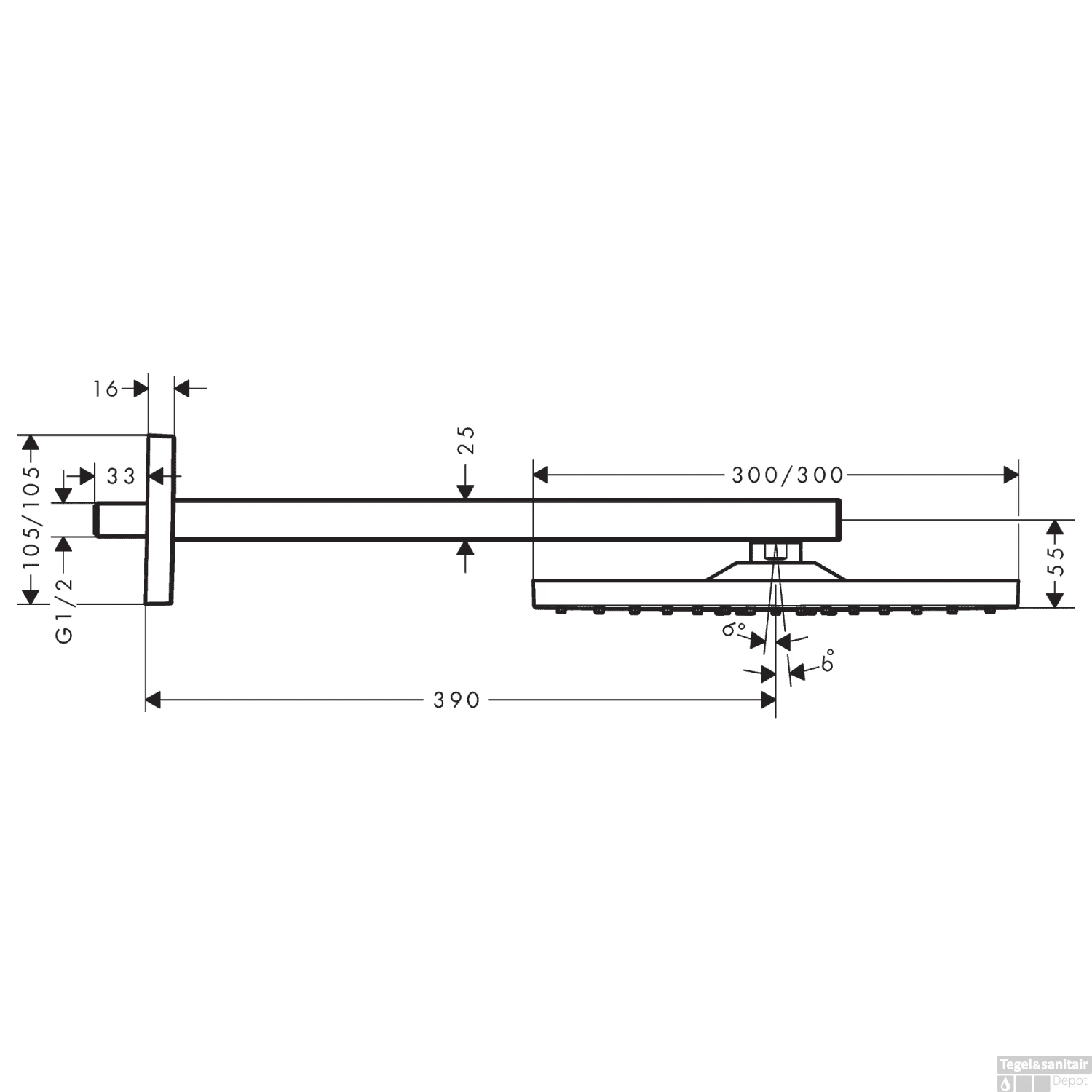 Hoofddouche HansGrohe Raindance E 300 1jet Met Douche-arm Gepolijst Goud 5 Hoofddouche HansGrohe Raindance E 300 1jet Met Douche-arm Gepolijst Goud - Afbeelding 3