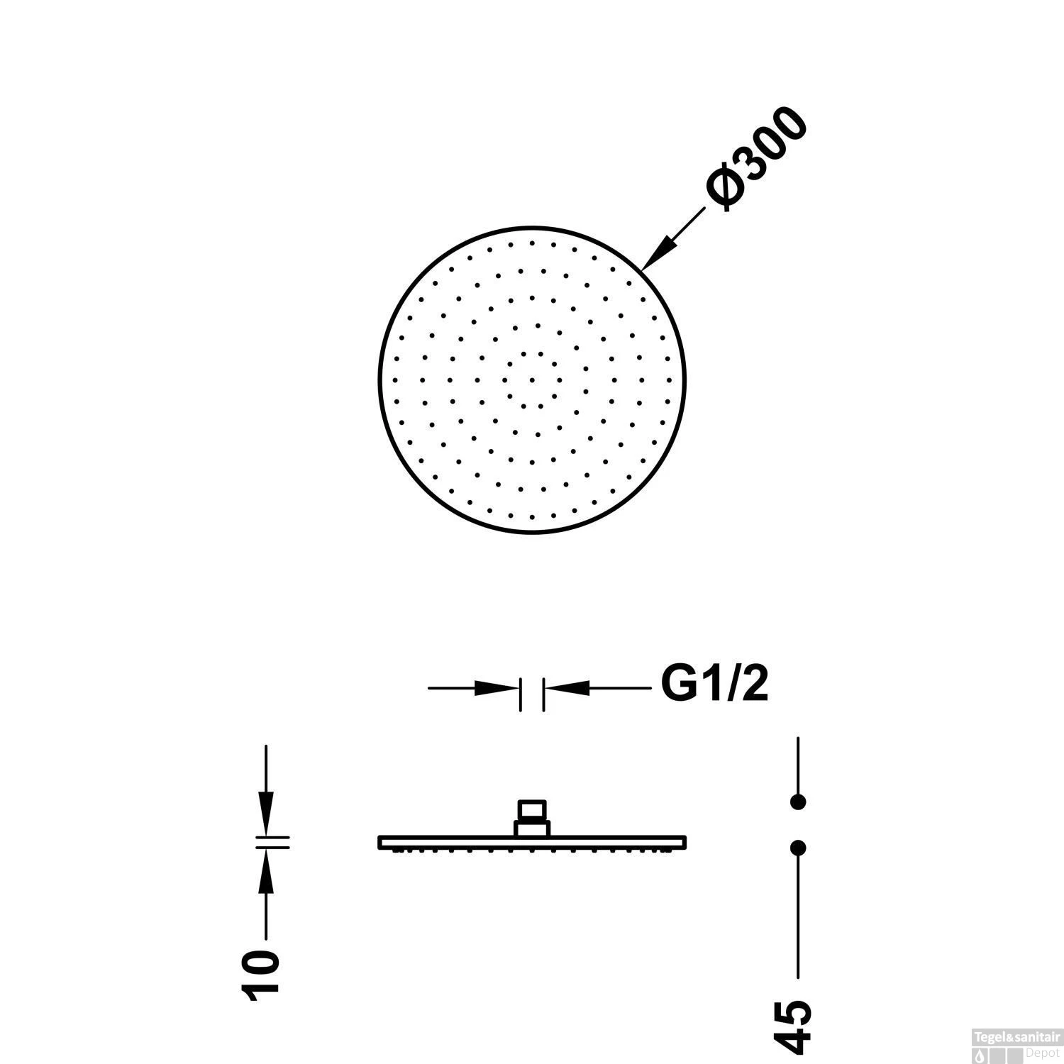 Hoofddouche Tres Plafonduitloop 30 Cm Rond Mat Wit 4 Hoofddouche Tres Plafonduitloop 30 Cm Rond Mat Wit - Afbeelding 2
