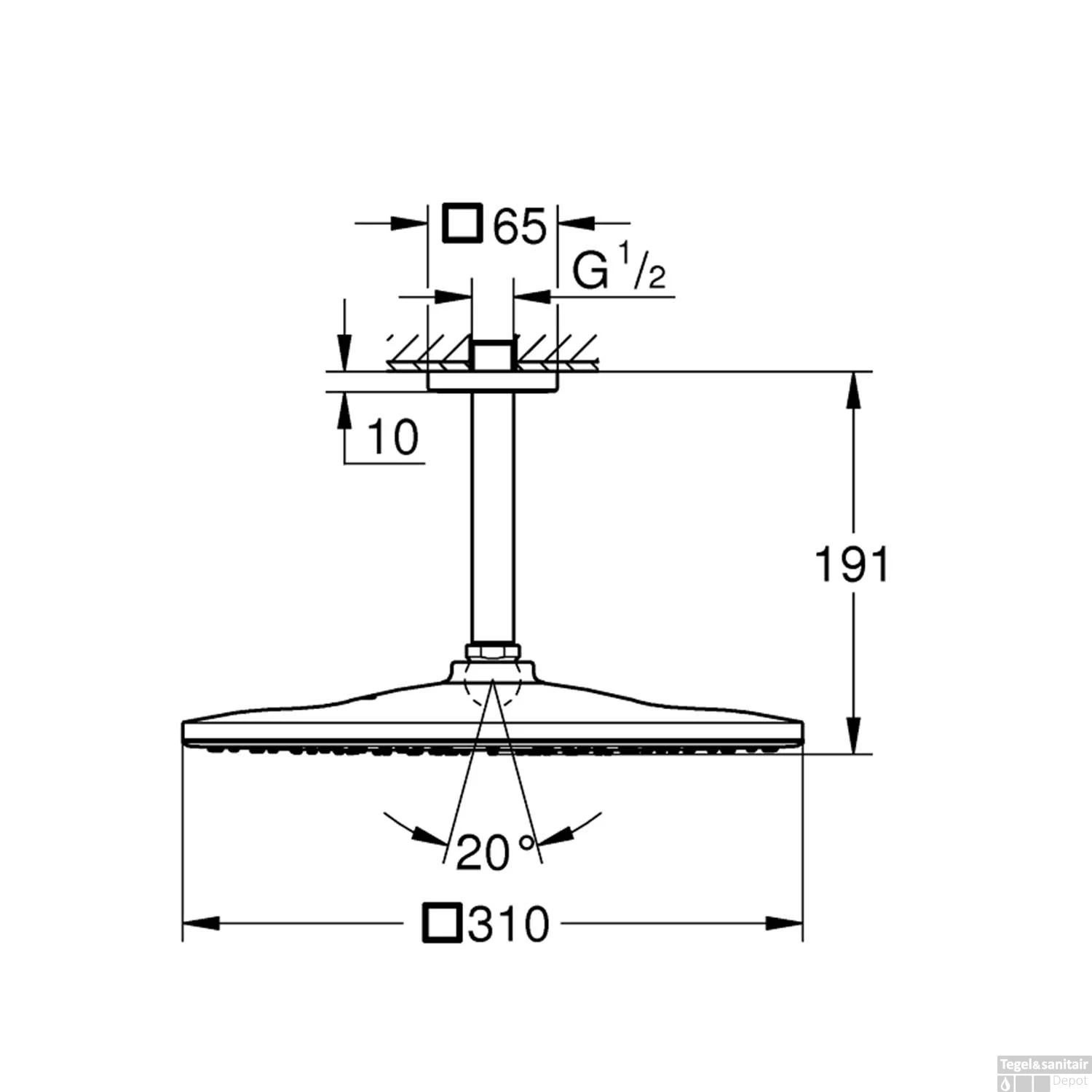 Regendoucheset Grohe Rainshower Mono Cube 31 Cm Met Plafondarm Warm Sunset Geborsteld - Afbeelding 3
