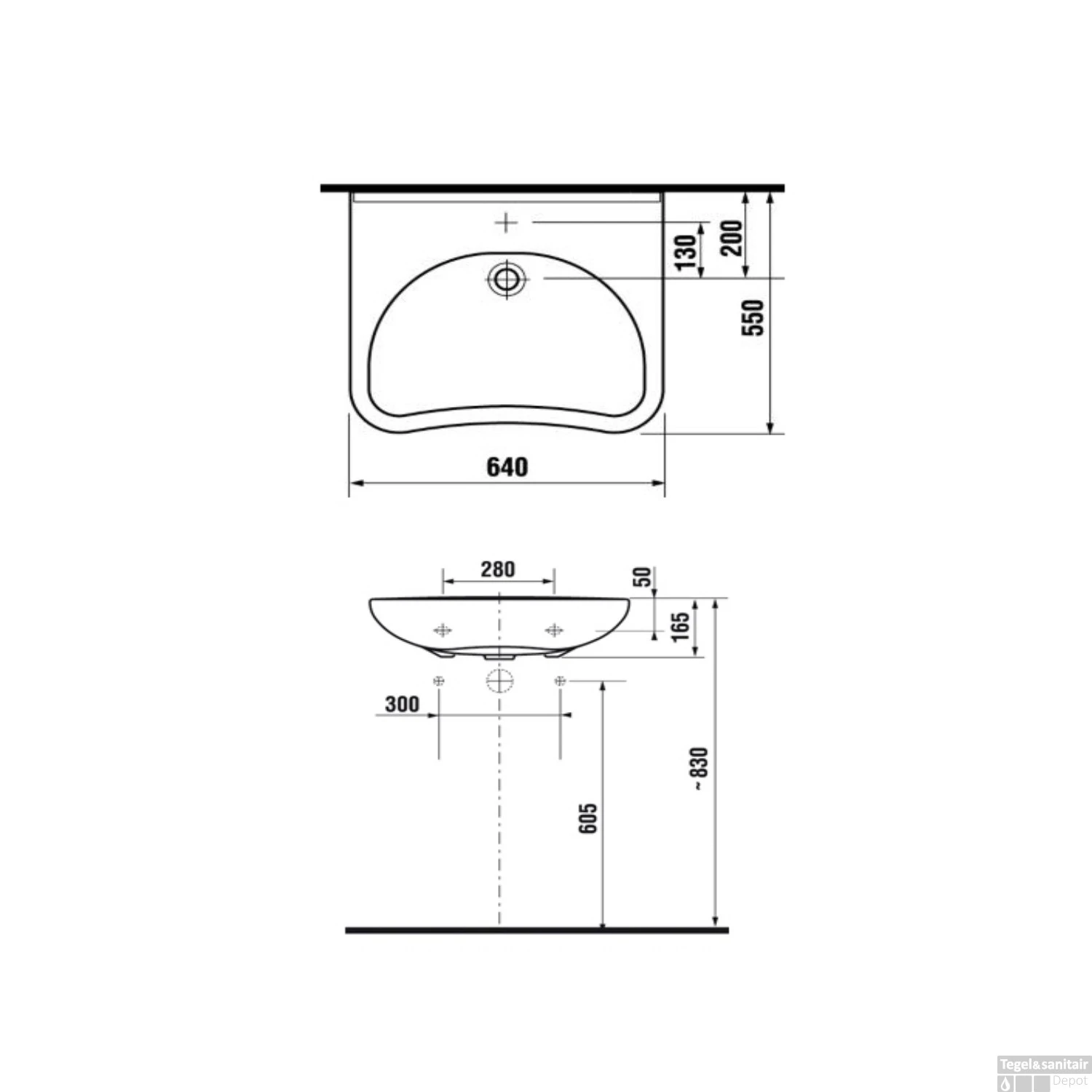 Rolstoelwastafel Brussel 64x55CM Met Kraangat Zonder Overloop Wit 4 Rolstoelwastafel Brussel 64x55CM Met Kraangat Zonder Overloop Wit - Afbeelding 2