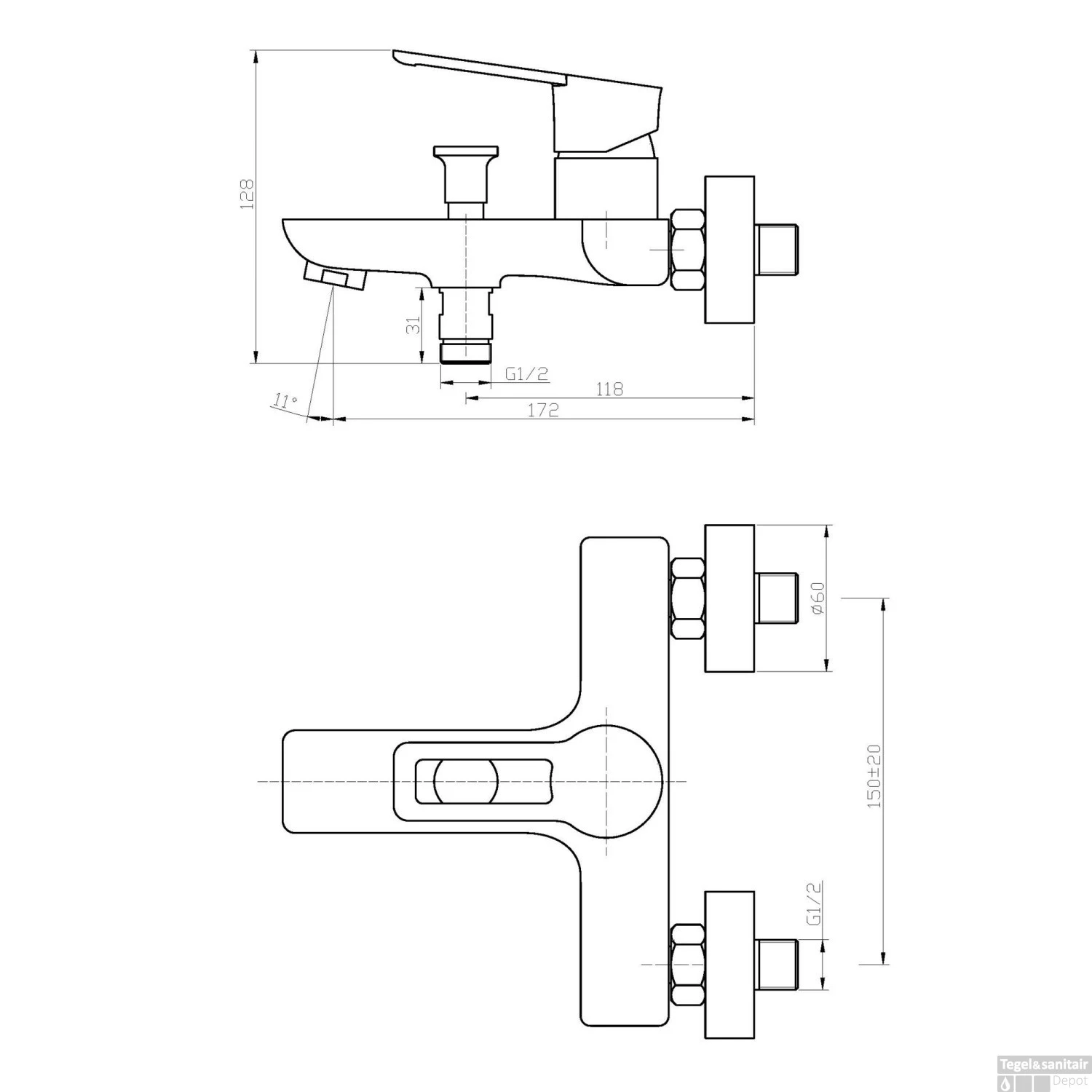 Sanimar Nero Bad En Douchemengkraan Kompleet Messing Zwart 4 Sanimar Nero Bad En Douchemengkraan Kompleet Messing Zwart - Afbeelding 2