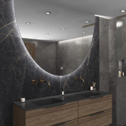 Spiegel Gliss Design Eos 160x120cm Met Ronding Naar Beneden -Grohe Verkoopwinkel spiegel eos ronding naar beneden zijkant gliss design