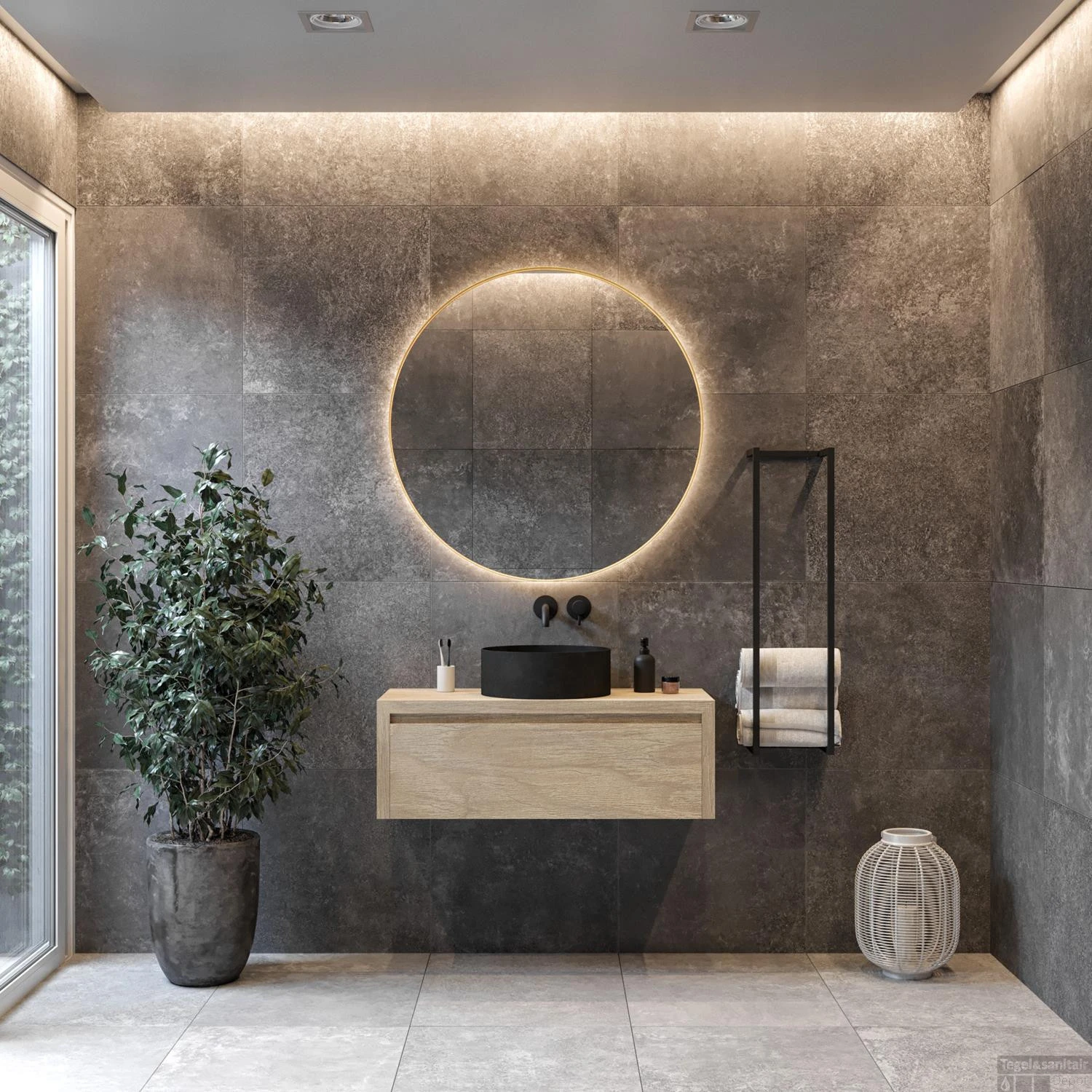 Spiegel Boss & Wessing Star Rond Met LED 90 Cm Mat Goud - Afbeelding 3