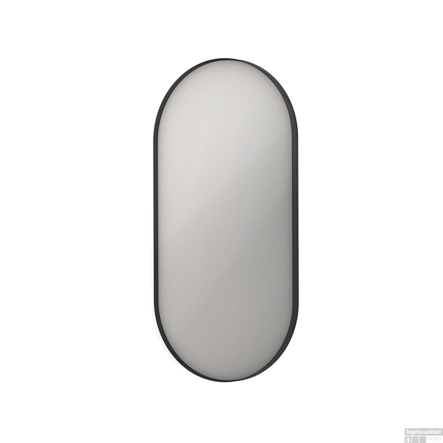 Spiegel Ink SP20 Ovaal In Stalen Kader 50 X 4 X 80 Cm Mat Zwart