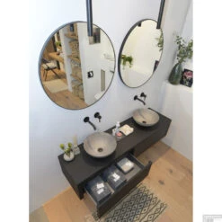 Spiegel LoooX Mirror Black Line Round Ø 100cm -Grohe Verkoopwinkel spiegel looox mirror black line round 100cm spblr1000 4