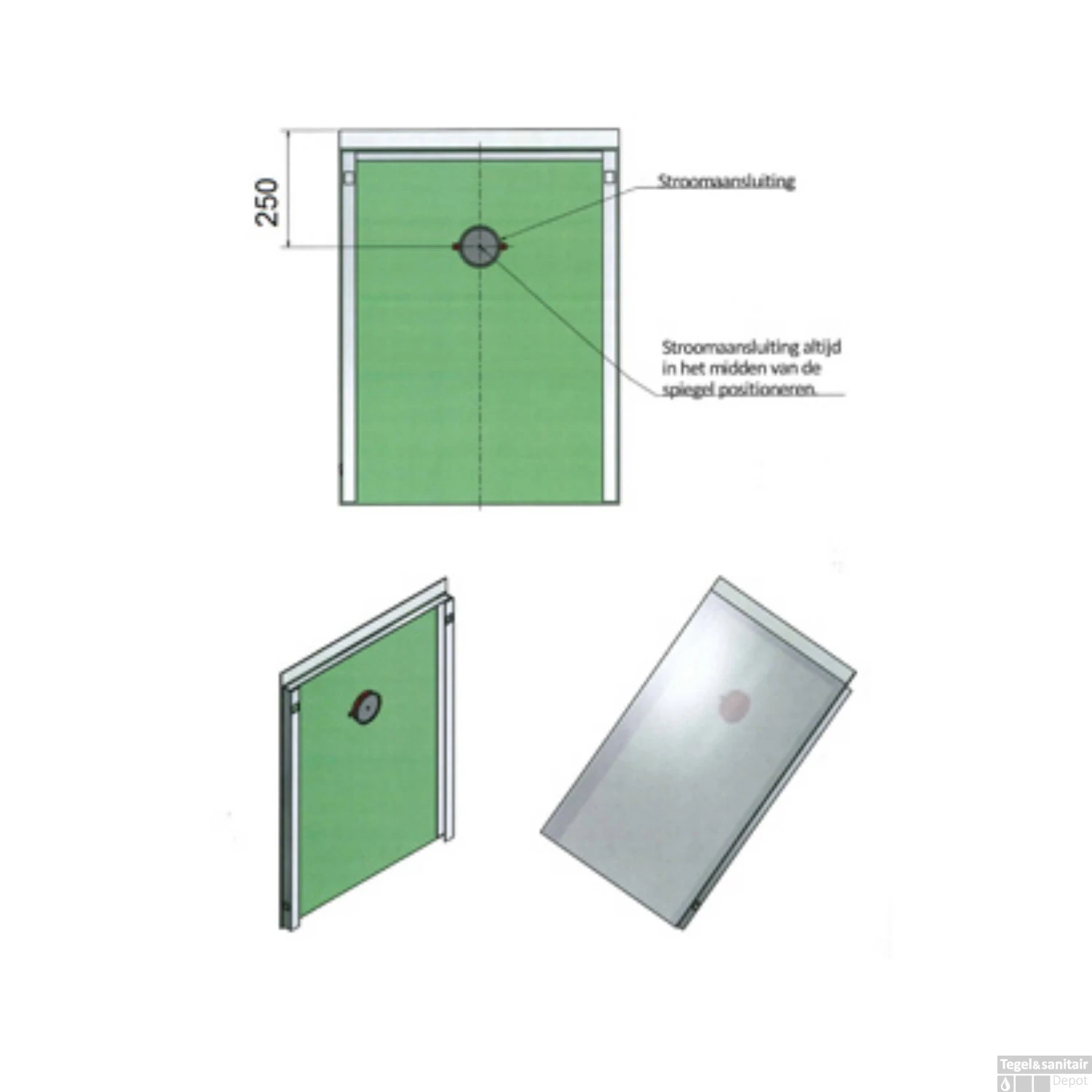 Spiegel Plieger One Met LED Verlichting Horizontaal 60x60cm 4 Spiegel Plieger One Met LED Verlichting Horizontaal 60x60cm - Afbeelding 2