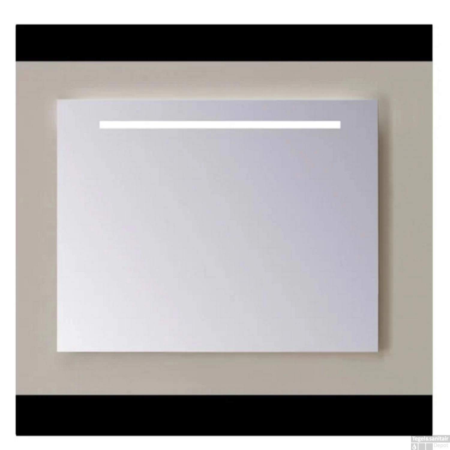 Spiegel Sanicare Q-Mirrors 60x60 Cm PP-Geslepen Vierkant Met Aan De Bovenkant LED Cold White Incl. Ophangmateriaal Zonder Schakelaar