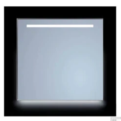 Spiegel Sanicare Q-Mirrors 60x70 Cm Vierkant Met Aan De Bovenkant & Onderzijde LED Cold White, Omlijsting Chroom Incl. Ophangmateriaal Zonder Schakelaar