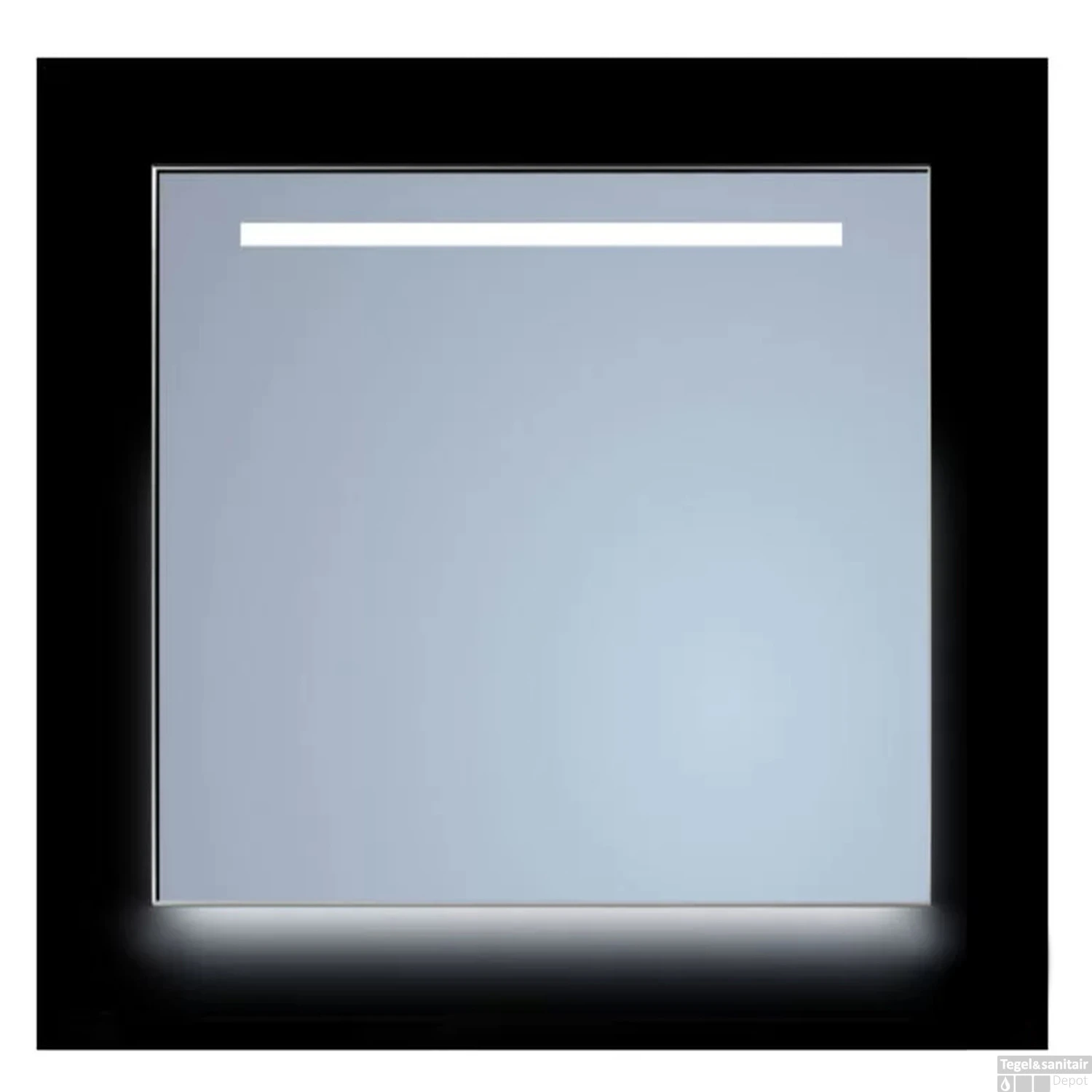 Spiegel Sanicare Q-Mirrors 85x70 Cm Vierkant Met Aan De Bovenkant & Onderzijde LED Warm White, Omlijsting Aluminium Incl. Ophangmateriaal Met Afstandsbediening