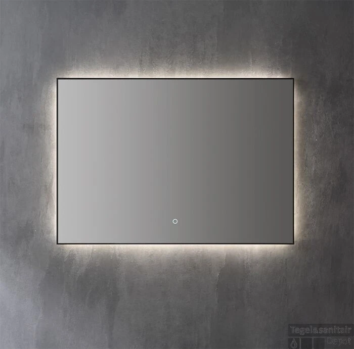 Spiegel Sanilux Decor Met Indirecte LED Verlichting 120x70 Cm Mat Zwart Incl. Spiegelverwarming - Afbeelding 2
