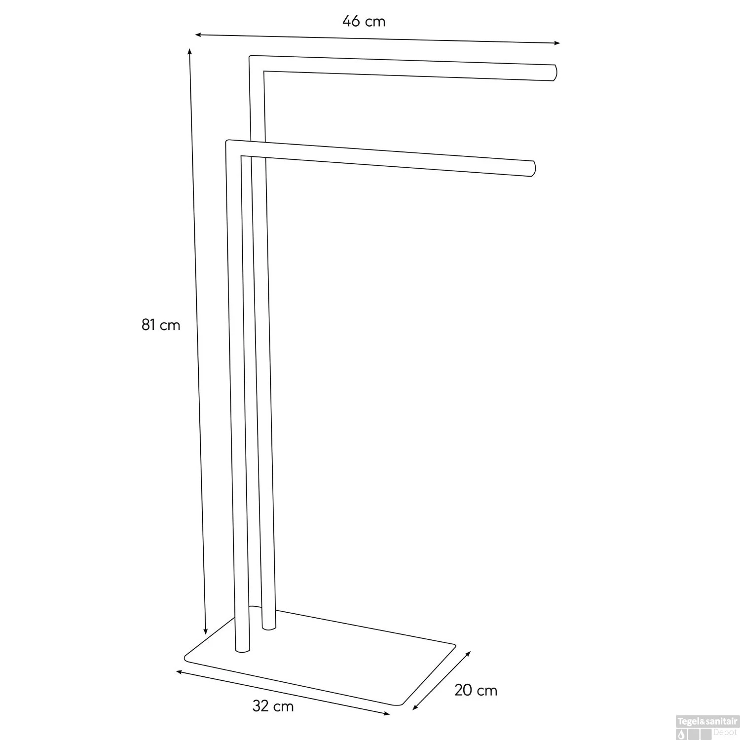 Handdoekrek 2-armig Sealskin Tube Wit 9 Handdoekrek 2-armig Sealskin Tube Wit - Afbeelding 7