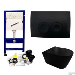 Geberit UP100 Toiletset Compleet | Inbouwreservoir | Rimless Civita Mat Zwart Met Drukplaat -Grohe Verkoopwinkel toiletset geberit up100 set44 bws shop