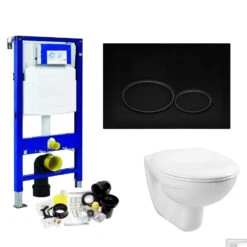Geberit UP320 Toiletset Compleet | Inbouwreservoir | Wandcloset Basic Smart Wit | Met Drukplaat | SET01 -Grohe Verkoopwinkel toiletsets geberit up320 set01 milo shop