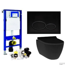 Geberit UP320 Toiletset Set13 Idevit Alfa Matzwart Randloos Met Matzwarte Drukplaat -Grohe Verkoopwinkel toiletsets geberit up320 set13 milo shop 2