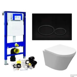 Geberit UP320 Toiletset Set18 Wiesbaden Vesta Junior Rimless 47cm Met Matzwarte Drukplaat -Grohe Verkoopwinkel toiletsets geberit up320 set18 milo shop