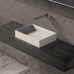 Opbouw Waskom Ideavit Solidjoy 50x35x11 Cm Solid Surface Mat Wit