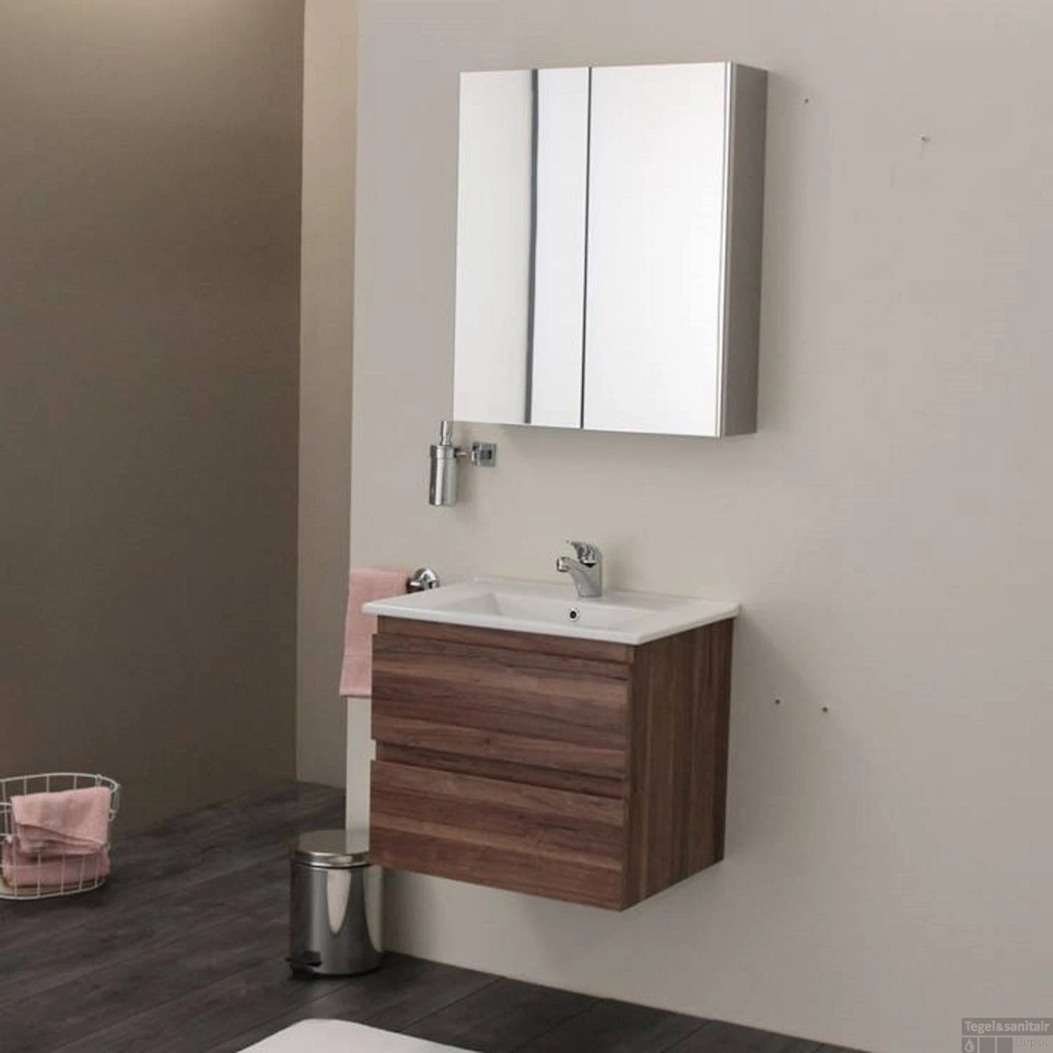 Wastafel Boss & Wessing 1 Kraangat 45x80 Cm Rechthoek Keramiek Wit - Afbeelding 2