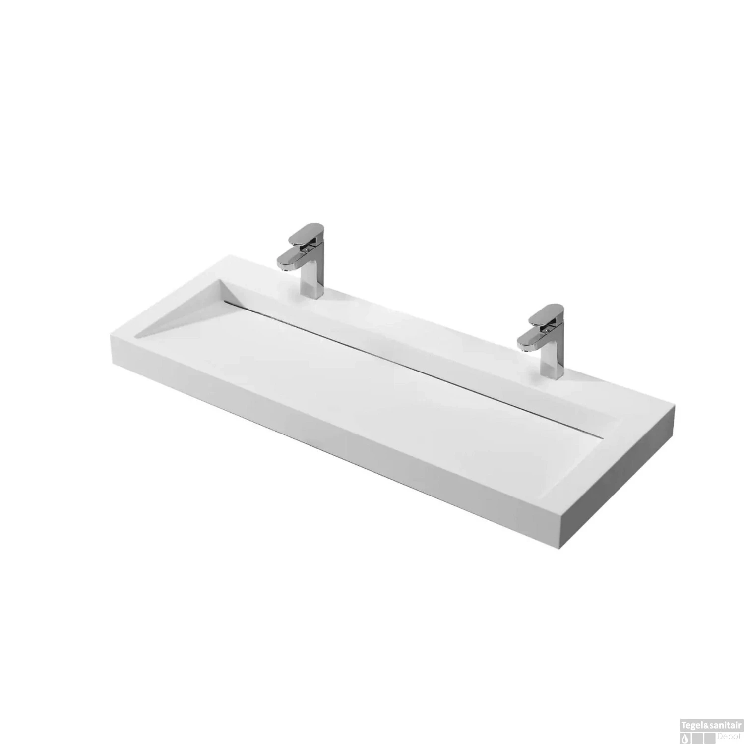 Wastafel Boss & Wessing Hoya 120x45.5 Cm Met 2 Kraangaten Mat Wit