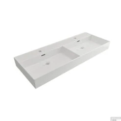 Wastafel Dubbel Plieger Kansas 2 Kraangaten Met Overloop 120x46,6 Cm (3 Verschillende Kleuren)