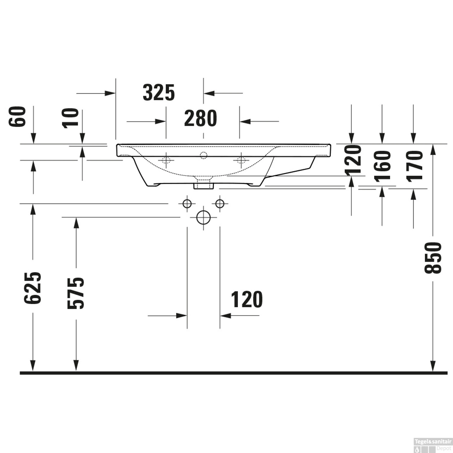 Wastafel Duravit D-Neo Rand Overloop Kraanvlak Zonder Kraangat 80 Cm Hoogglans Wit Links - Afbeelding 4