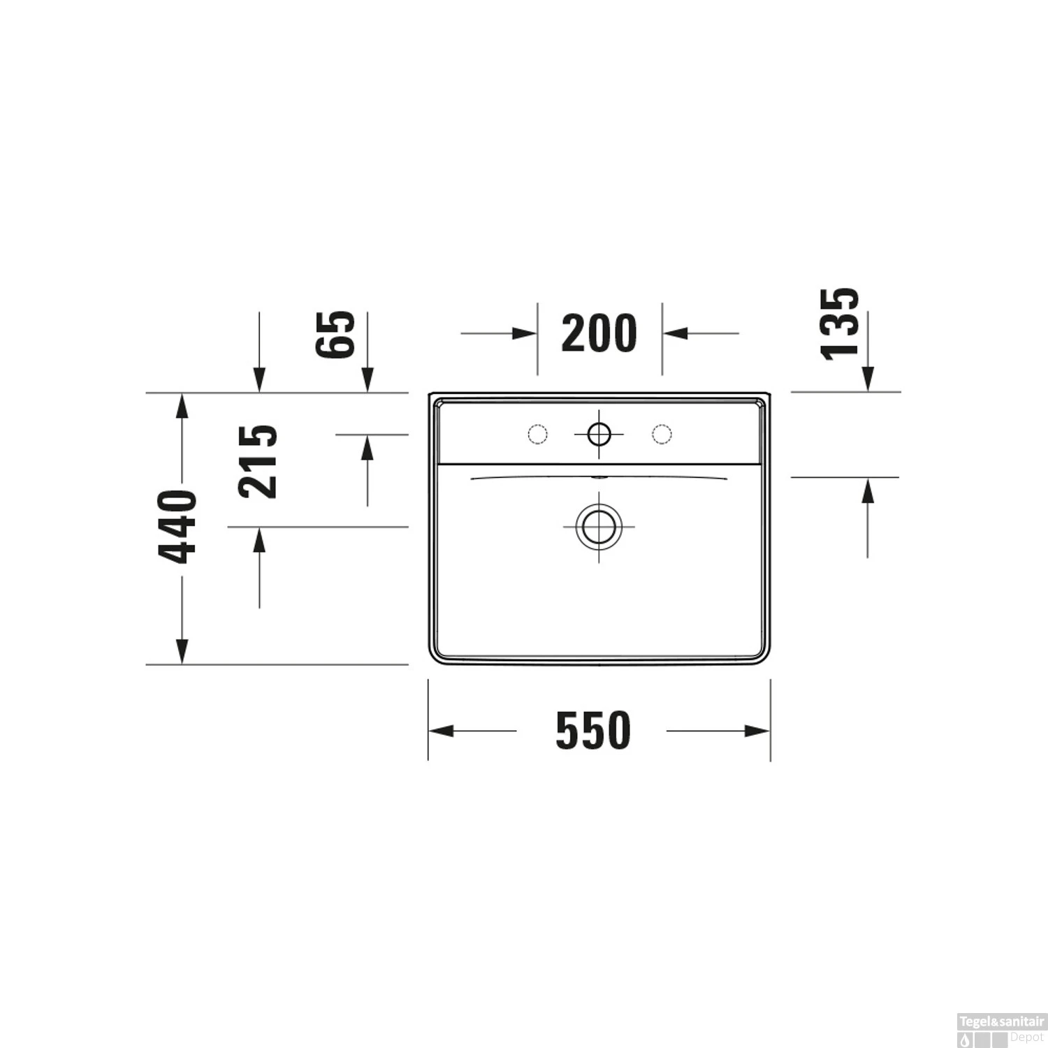 Wastafel Duravit D-Neo WonderGliss Met Overloop Kraanvlak Zonder Kraangat 55 Cm Hoogglans Wit - Afbeelding 3