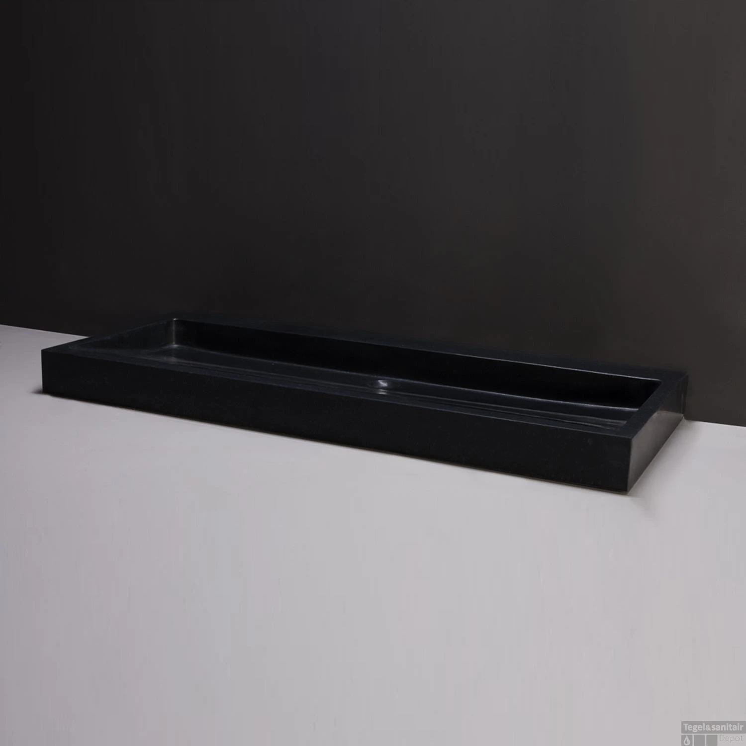 Wastafel Forzalaqua Palermo Graniet Gezoet Met Kraangat Zwart 100,5x51,5x9 Cm